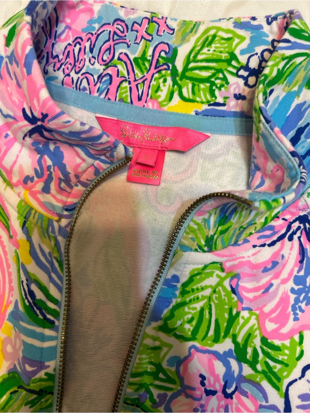 Lilly Pulitzer Tropical 'Aloha' Floral Panel in Pink, Green & Blue - Picture 6 of 8